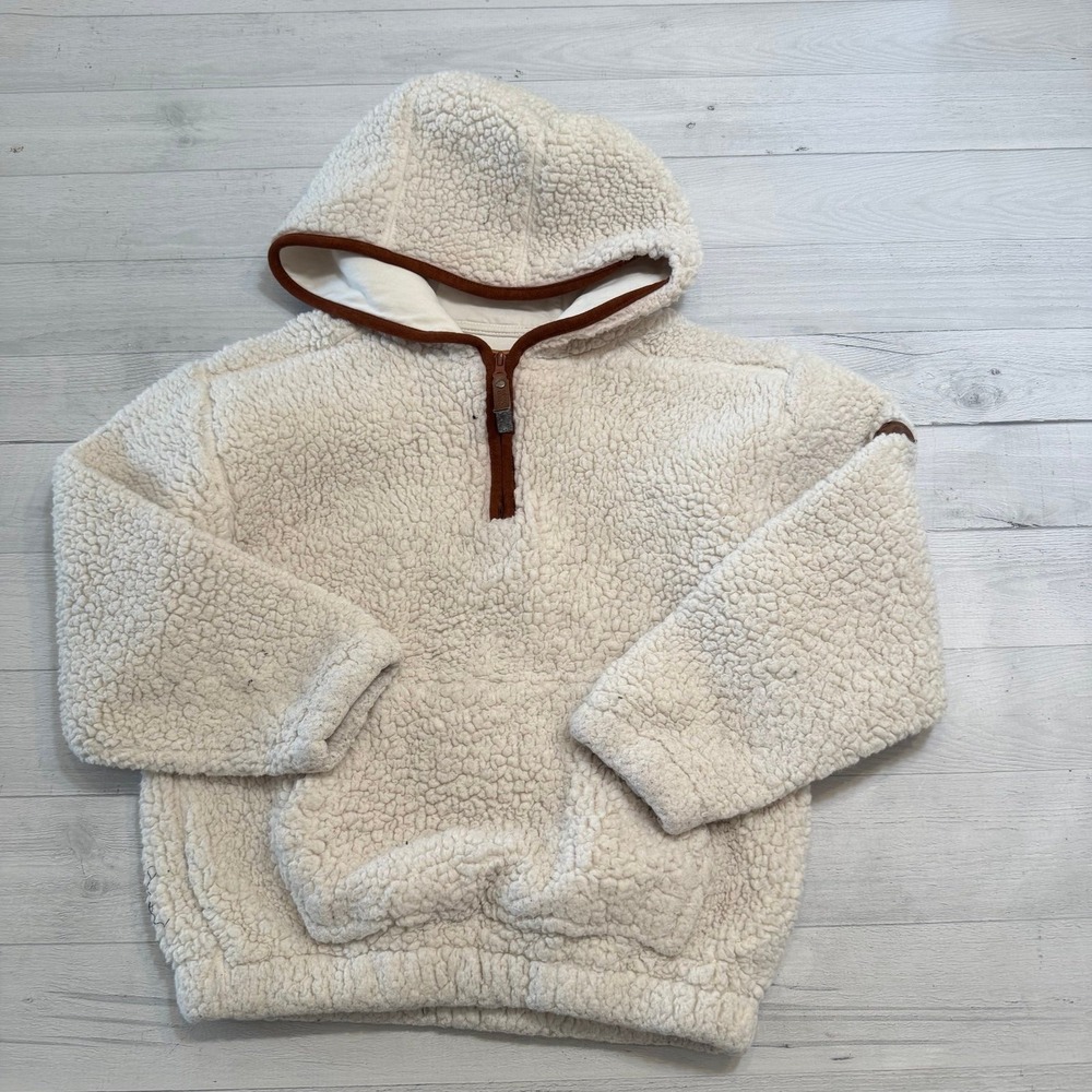 Souris Mini‎ off white Sherpa pullover hooded sweatshirt size 5